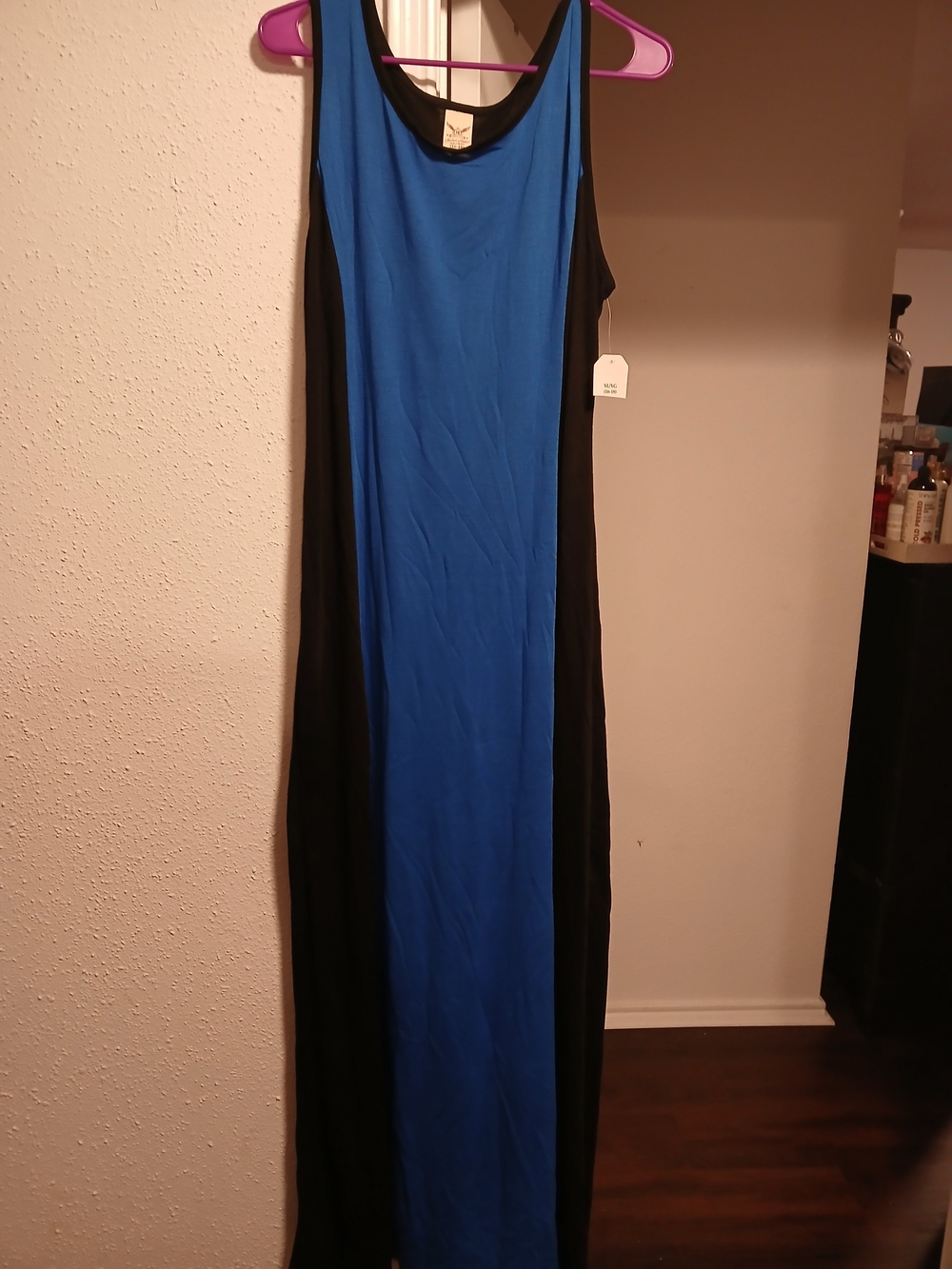 Faded Glory NWT Blue and Black Sleeveless Maxi Dress